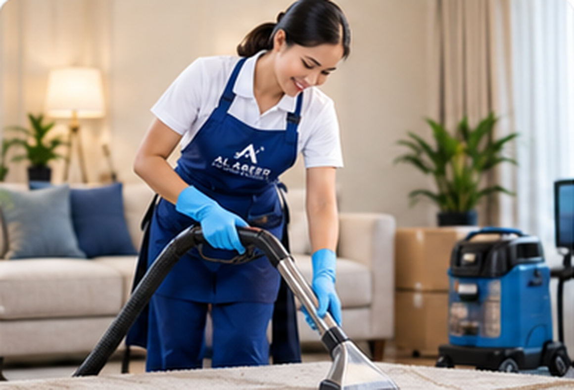 Uniformed cleaning professional deep cleaning a carpet — Carpet Cleaning