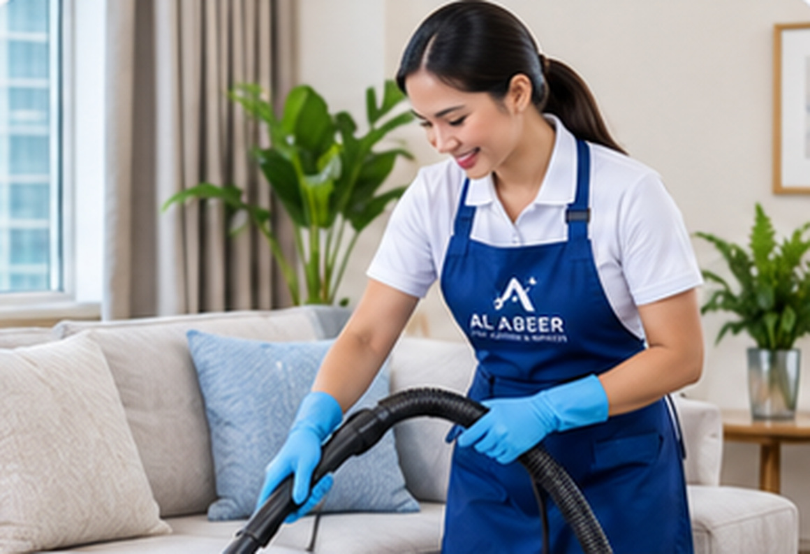 Uniformed cleaning professional vacuuming a living room — Home Cleaning